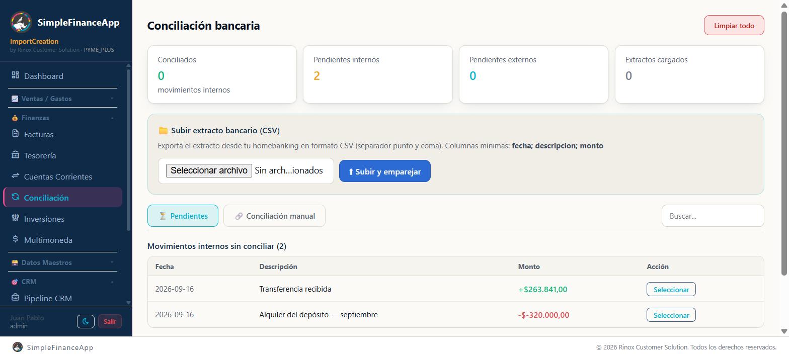 La conciliación bancaria: los cuatro indicadores, la carga del extracto y los movimientos sin conciliar