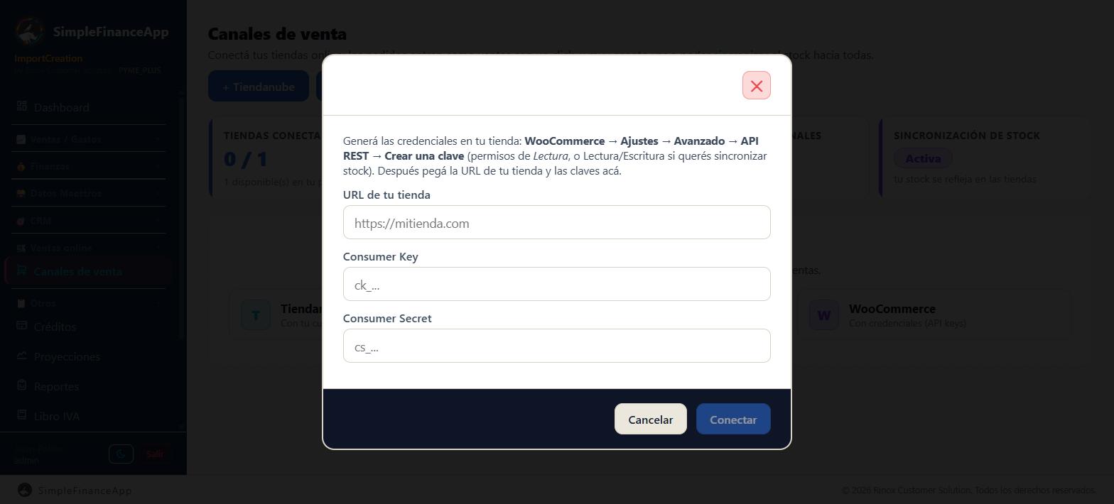 Los tres datos que pide WooCommerce: la dirección de la tienda y el par de claves